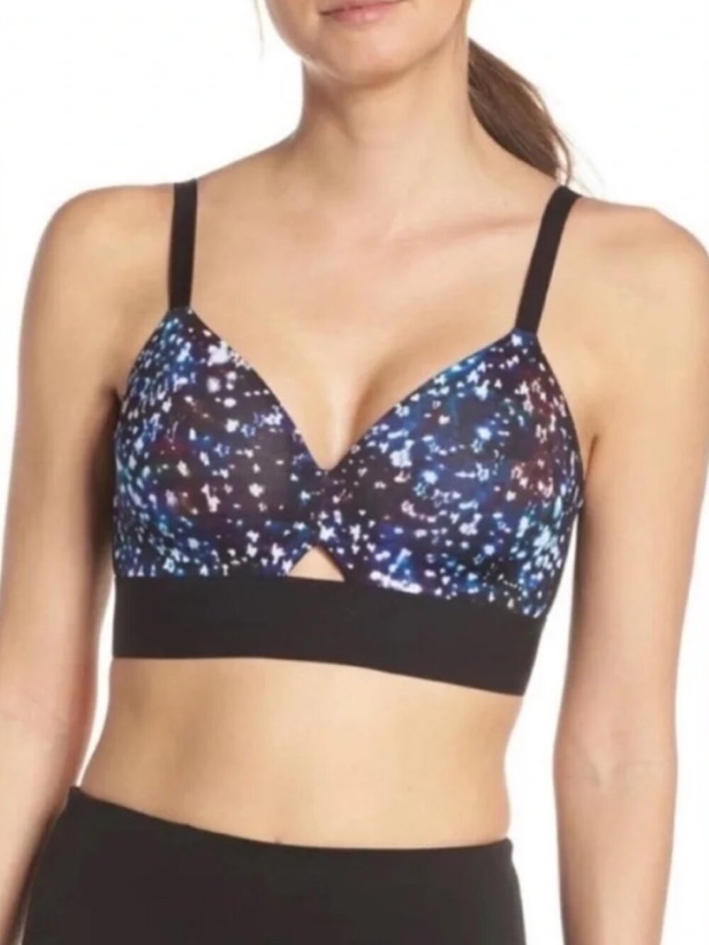 SPANX® | Workout To Waves Mesh Panel Sports Bra Medium Cosmic Print